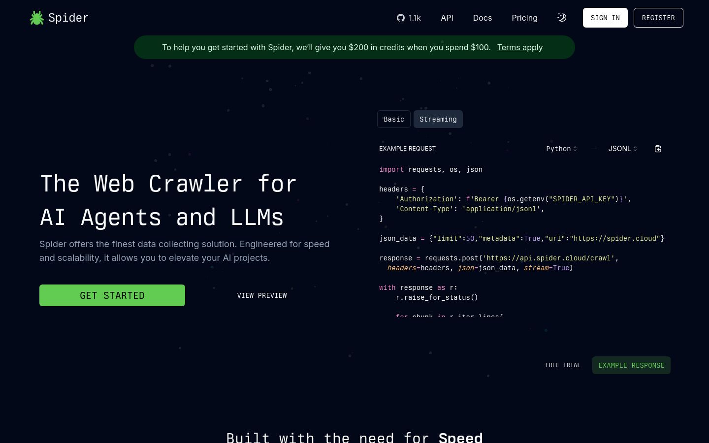 Spider: The Web Crawler for AI screenshot