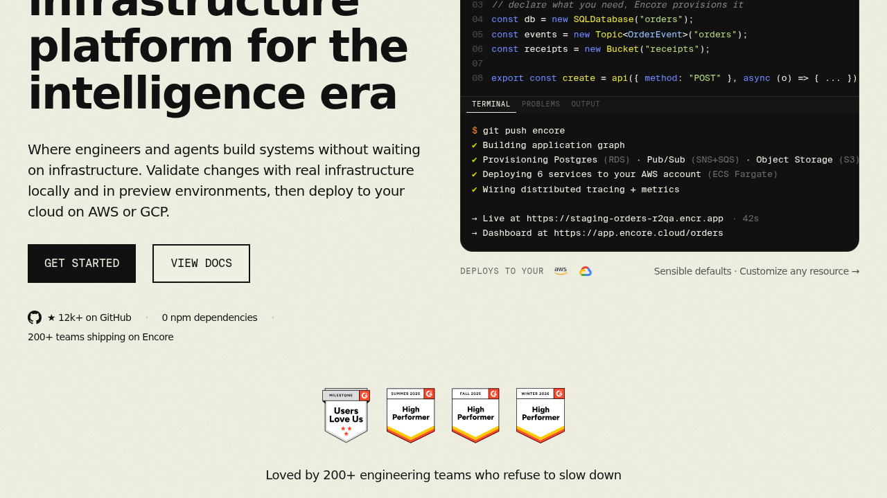 Encore Cloud screenshot