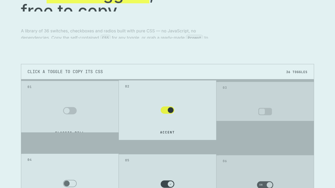 CSS Toggle Library screenshot